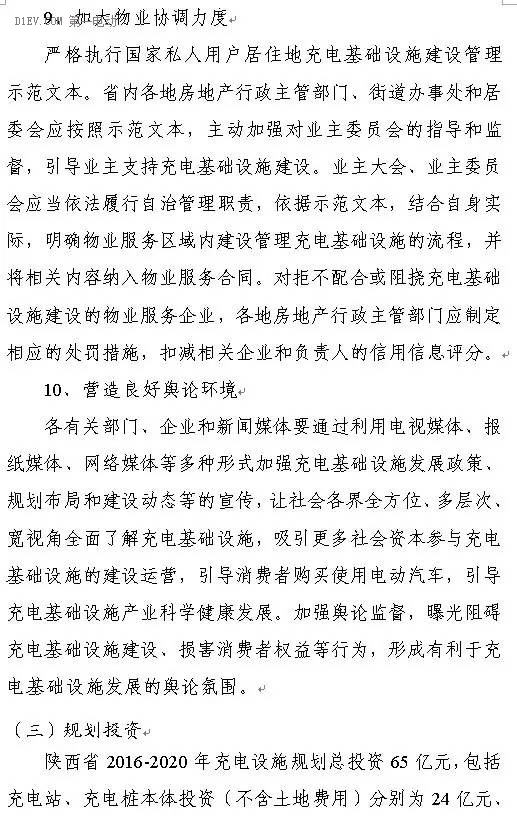 陕西省发布充电基础设施规划 2020年计划建桩超过9.44万