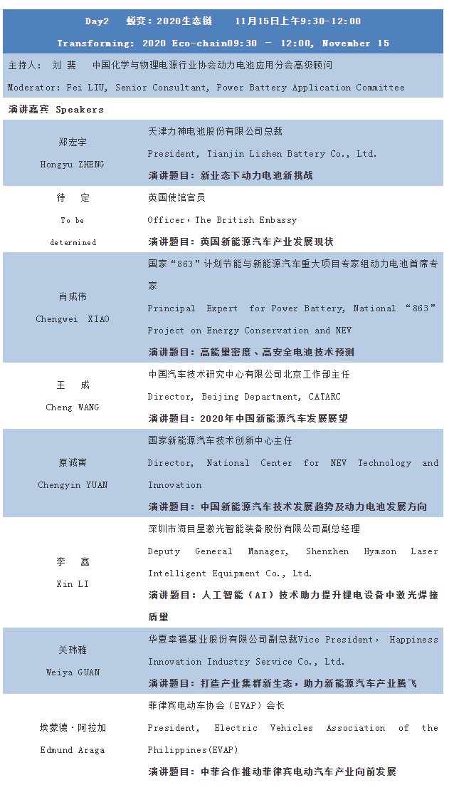 第四届动力电池应用国际峰会（CBIS2019）详细议程公布