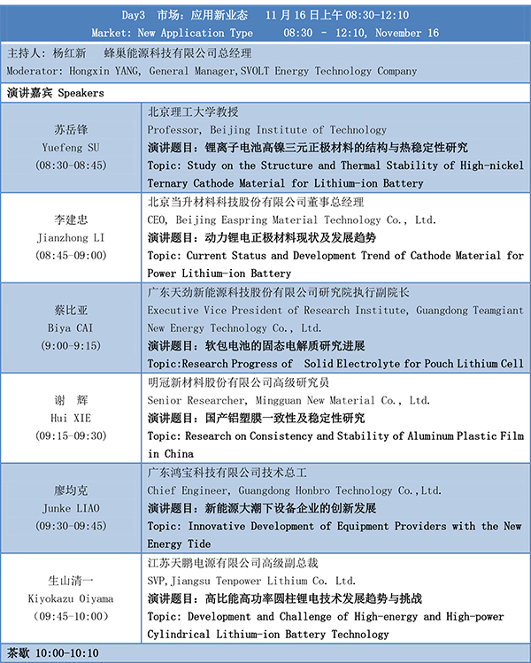 第四届动力电池应用国际峰会(CBIS2019)议程