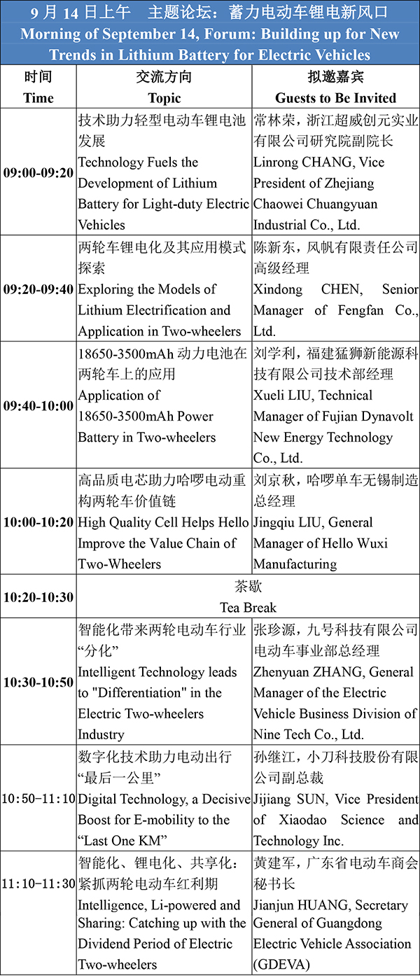 日程安排-2021轻型电动车用技术及应用交流会